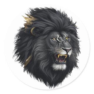 Fear, the black lion classic round sticker