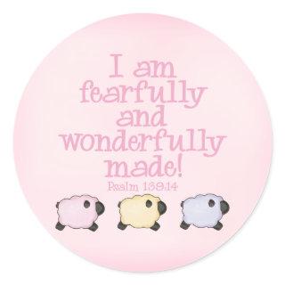 Fearfully and Wonderfully Made - Pink Classic Round Sticker