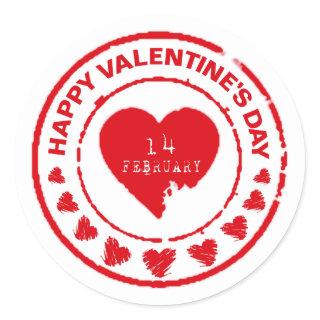 February 14 Valentine's Day Classic Round Sticker