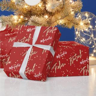 Feliz Natal Golden Script Custom Name Red Gift