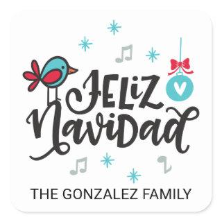 Feliz Navidad, Christmas Square Sticker