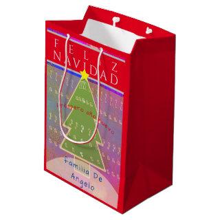 "Feliz Navidad" Custom Name&Message  Medium Gift Bag