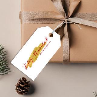 Feliz Navidad Gold Tree Foil Brush Holiday Gift Tags