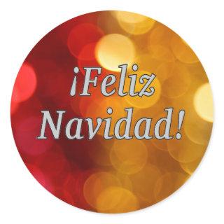 ¡Feliz Navidad! Merry Christmas in Spanish wf Classic Round Sticker