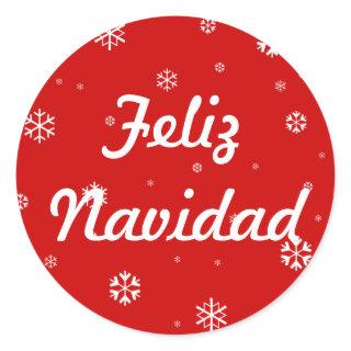 Feliz Navidad Snowflakes Classic Round Sticker