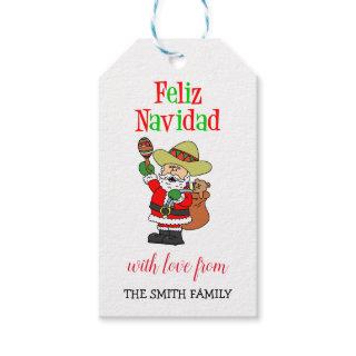 Feliz Navidad Spanish Santa Personalized Family Gift Tags