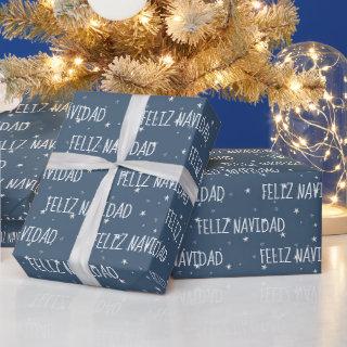 Feliz Navidad with Stars On Blue