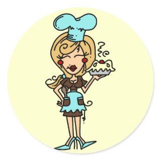 Female Pastry Chef - Blond T-shirts and Gifts Classic Round Sticker
