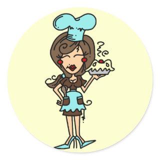 Female Pastry Chef - Brunette T-shirts and Gifts Classic Round Sticker
