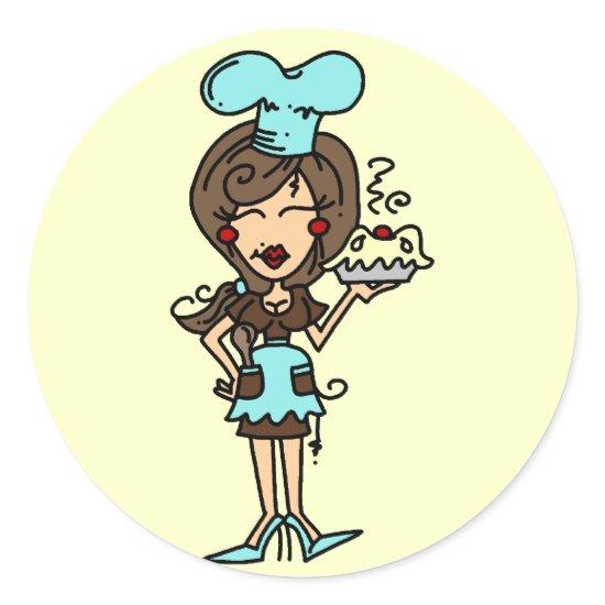 Female Pastry Chef - Brunette T-shirts and Gifts Classic Round Sticker