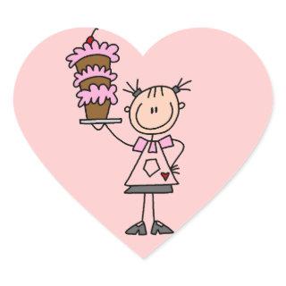 Female Stick Figure Baker Heart Sticker