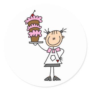 Female Stick Figure Baker Tshirts and Gifts Classic Round Sticker