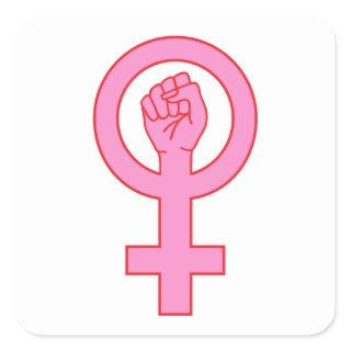 Female symbol with hand square sticker