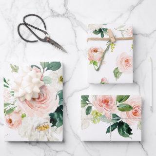 Feminine Blush Pink and White Watercolor Floral  Sheets