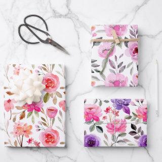 Feminine Pink Lilac and Purple Watercolor Floral  Sheets