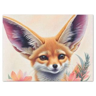 Fennec Fox Floral Art Tissue Paper