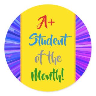 Festive "A+ Student of the Month!" Sticker