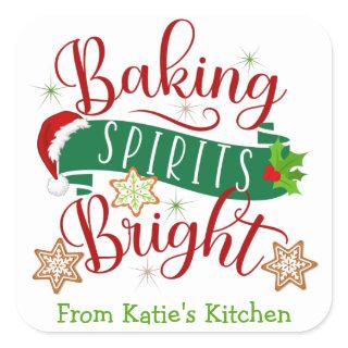 Festive Baking Spirits Bright Custom Christmas Square Sticker