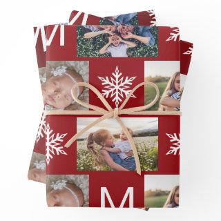 Festive Berry Snowflakes Monogram Photo Collage  Sheets