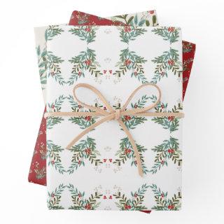 Festive Botanical Floral Christmas Traditional Red  Sheets