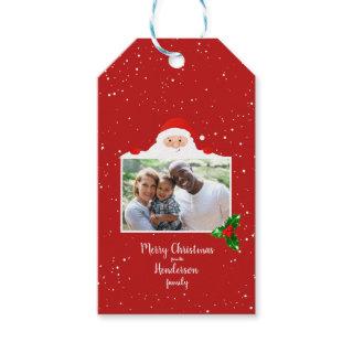 Festive Cheeky Santa - Custom Photo - Personalized Gift Tags
