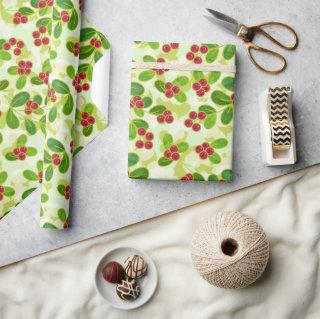 Festive Cranberry Fruit Pattern, Green