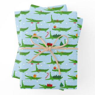 Festive Crocodiles in Christmas Costumes Pattern  Sheets