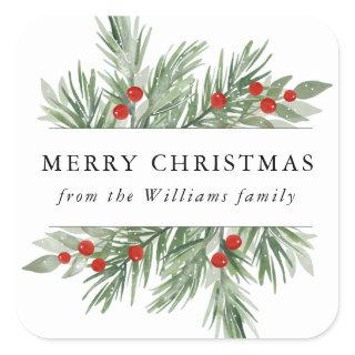 Festive Evergreen Christmas Sticker Tag