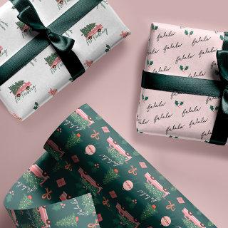 Festive Fala Christmas Tree Vintage Pink Retro Van  Sheets
