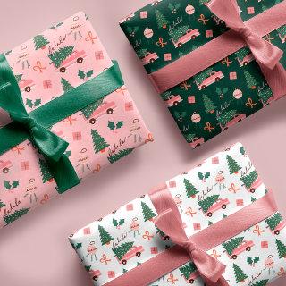 Festive Fala Christmas Tree Vintage Pink Retro Van  Sheets