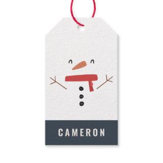 festive funny cute snowman personalized children's gift tags