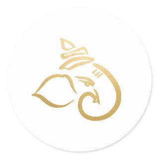 Festive Ganesh | Indian God | Faux Gold  Classic Round Sticker