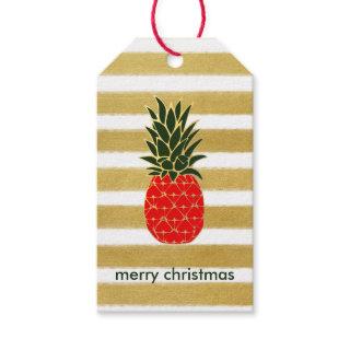 Festive Golden Christmas Pineapple Gift Tags