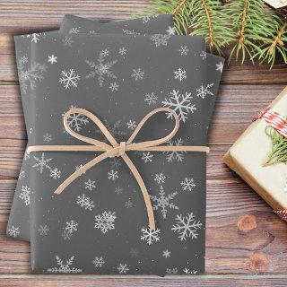 Festive Gray White Snowflake Pattern Holiday  Sheets