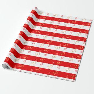 Festive Joy Heart Pattern on Striped Red and White