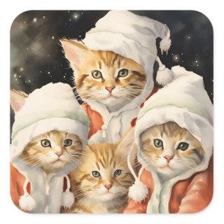 Festive Kitties Square Sticker