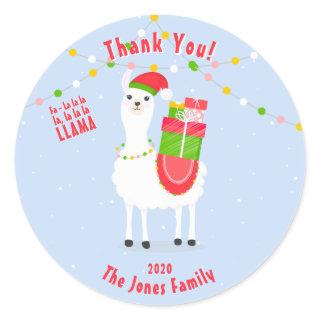 Festive Llama Christmas Classic Round Sticker