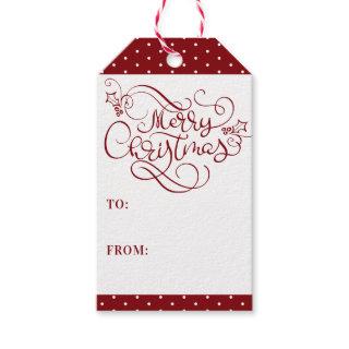 Festive Merry Christmas Fancy Script Your Color Gift Tags