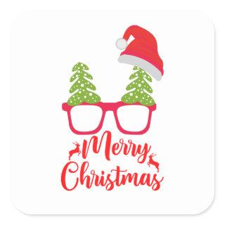 Festive Merry Christmas Square Sticker