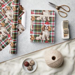 Festive Plaid Cavalier Spaniel Santa Dog Christmas