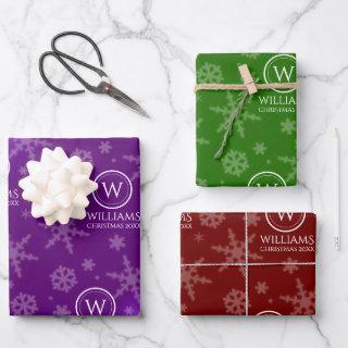 Festive Purple Red Green Foil Snowflakes  Sheets