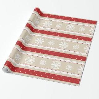 Festive Red Polka Dots White Snowflakes Pattern