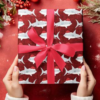 Festive Red Shark Santa Hat Art