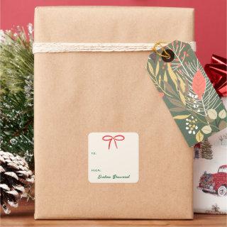 Festive Red Simple Bow Blank Gift Tag