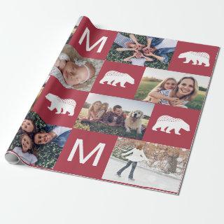 Festive Red Winter Bears Photo Collage Christmas