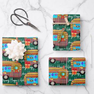 Festive Retro Camper Happy Holidays  Sheets