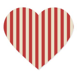 Festive Retro Vintage Vertical PopCorn Stripes Heart Sticker