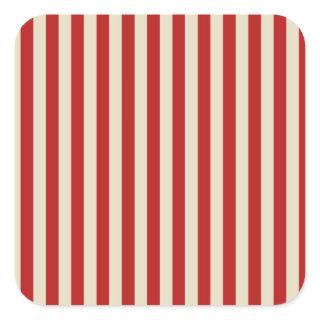 Festive Retro Vintage Vertical PopCorn Stripes Square Sticker