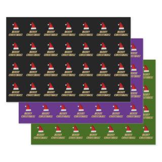 Festive Santa Hat + Striped "MERRY CHRISTMAS!"  Sheets