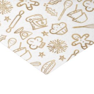 Festive Shimmering Gold Christmas Baking Pattern Tissue Paper